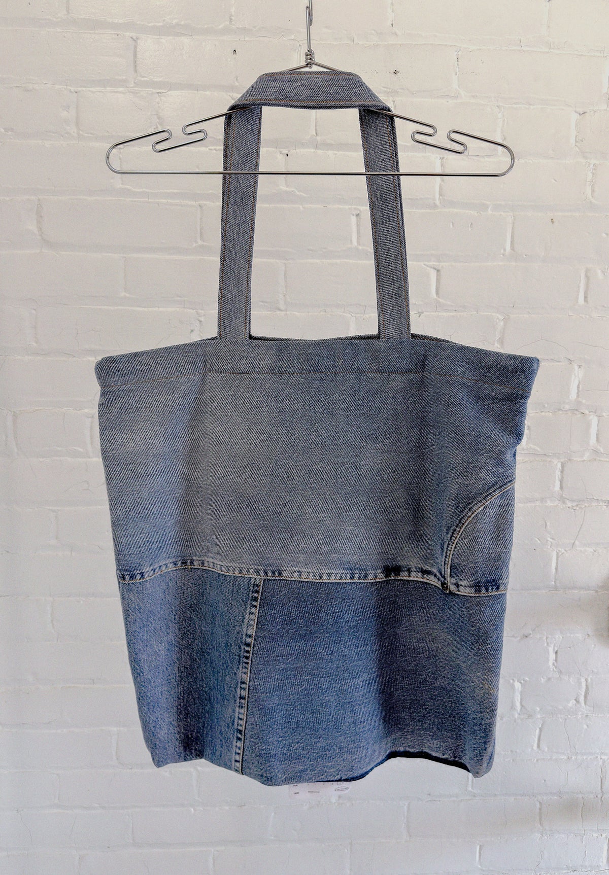 001 Indigo Stack Oversized Denim Tote Bag