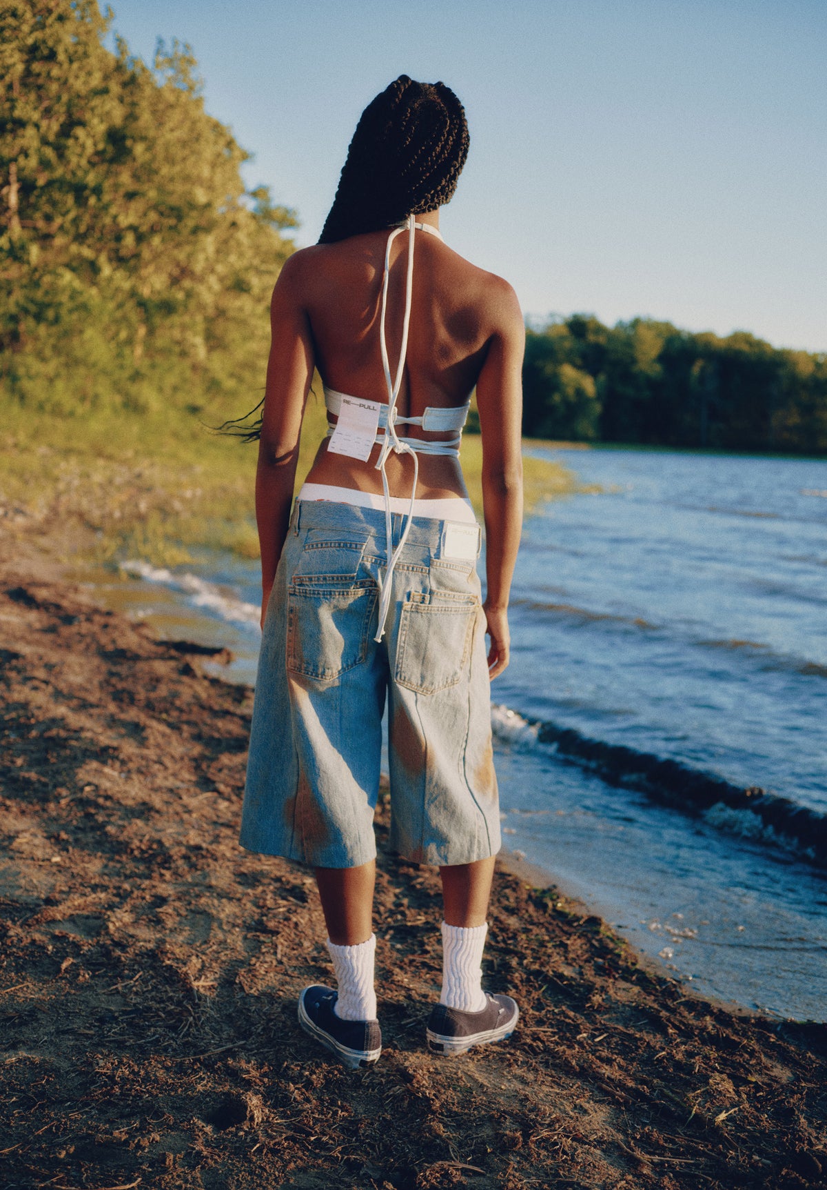 003 Circa Washed Denim Bra Top