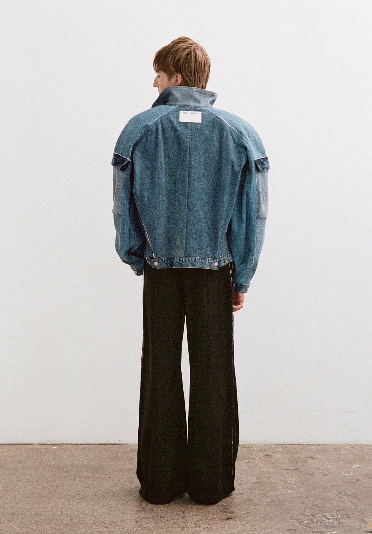 Fleck Denim Cargo Bomber Jacket