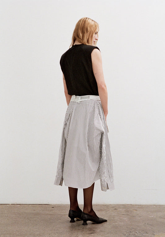 Plica Draped Shirting Skirt