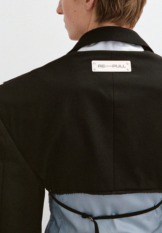 Slate Modular Cropped Tailored Blazer