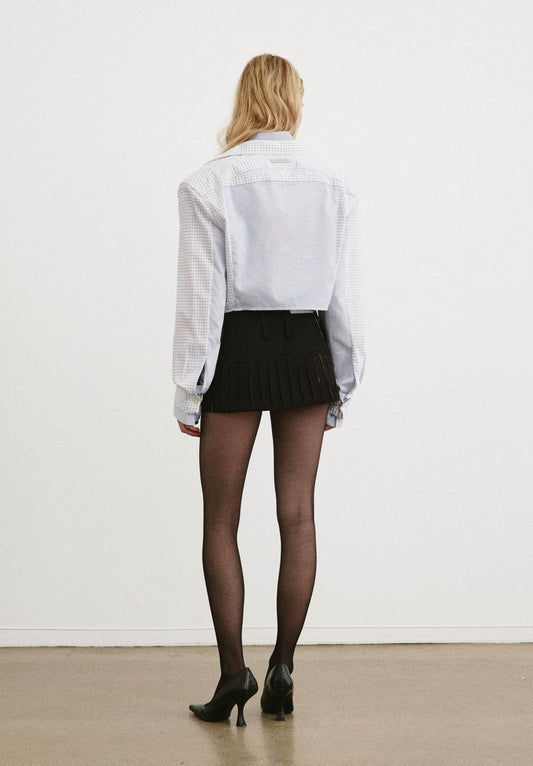Moire Cropped Layered Dress Shirt