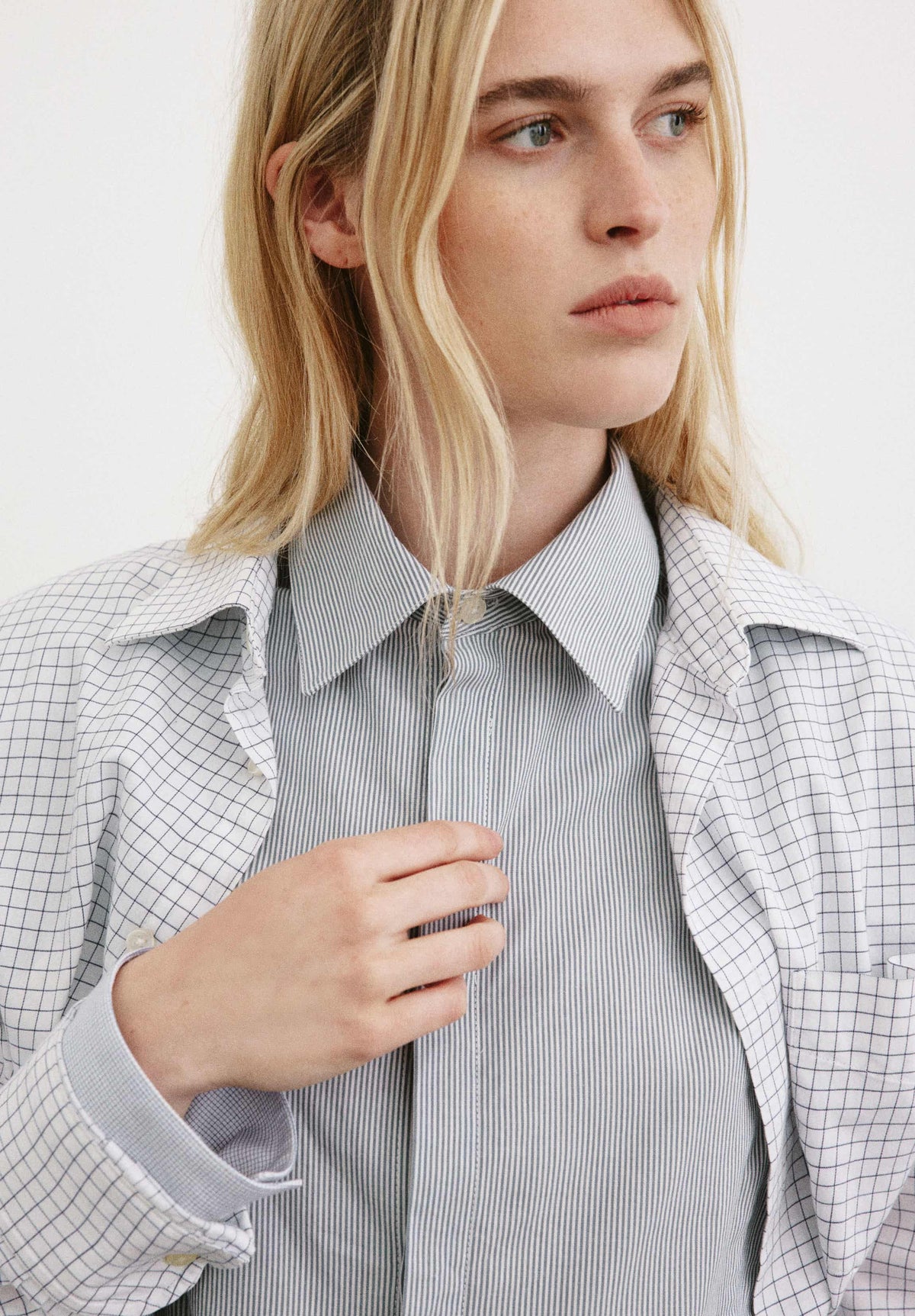 Moire Cropped Layered Dress Shirt