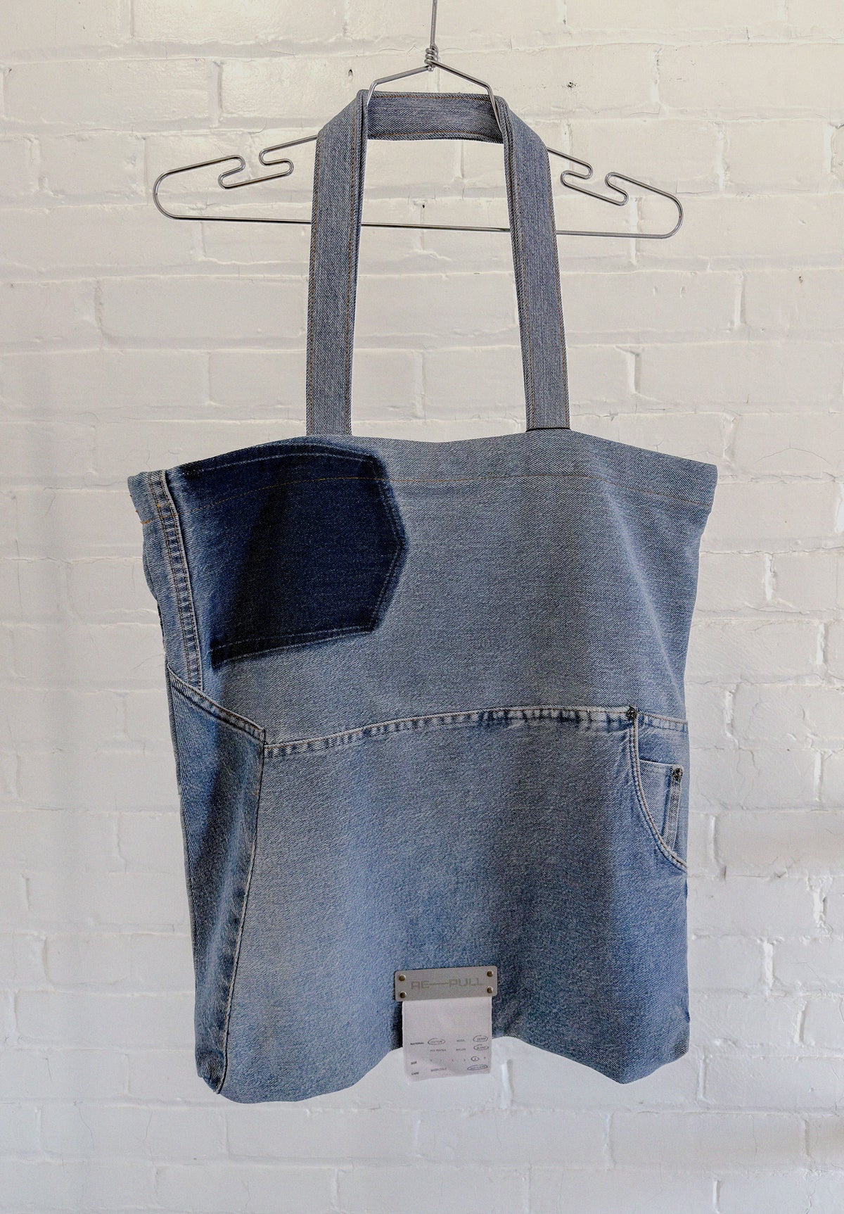 001 Indigo Stack Oversized Denim Tote Bag