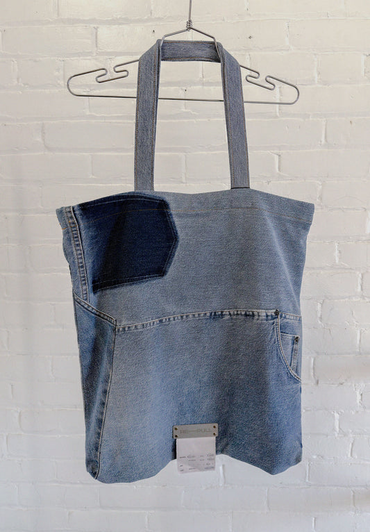 001 Indigo Stack Oversized Denim Tote Bag