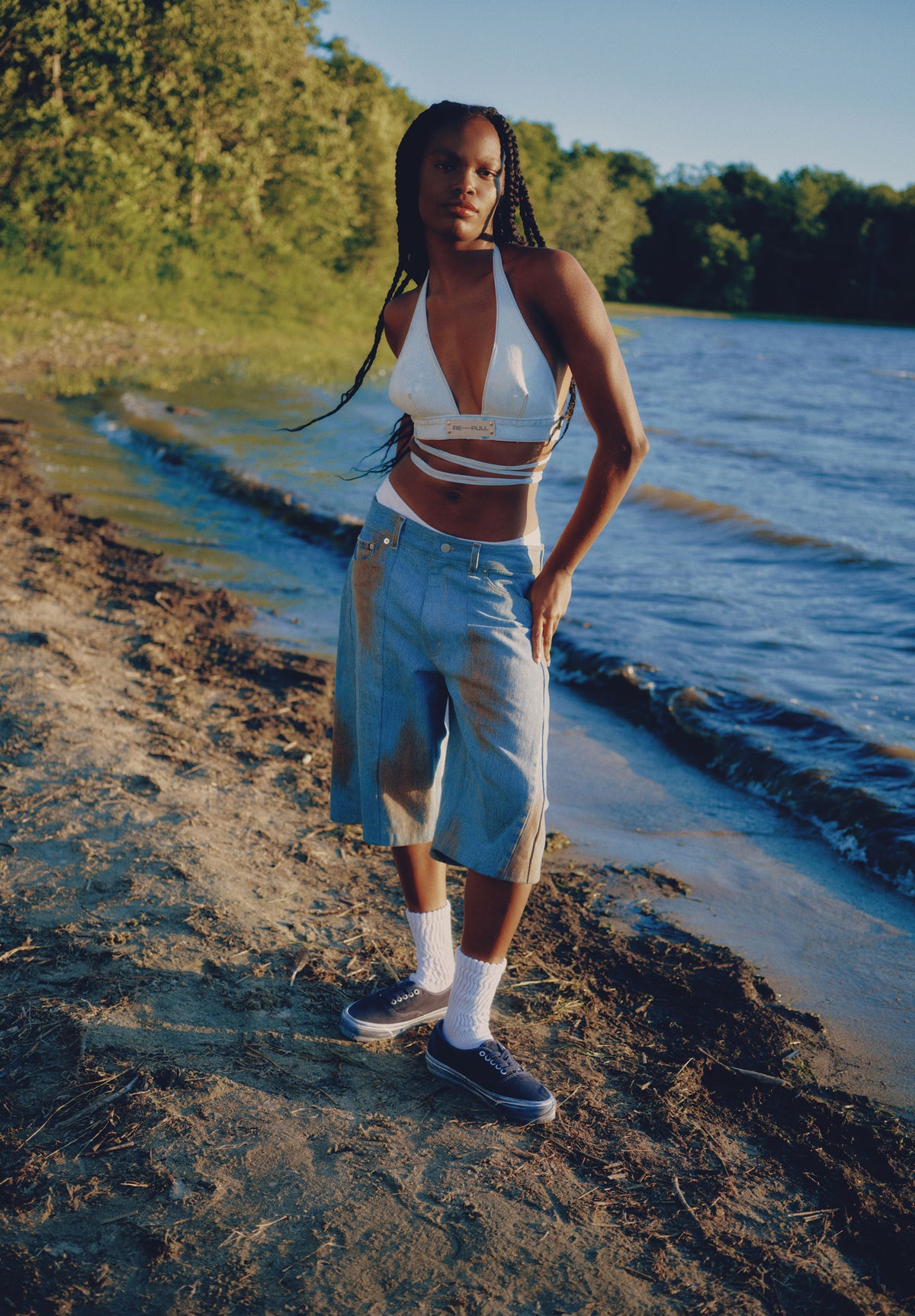 003 Circa Washed Denim Bra Top