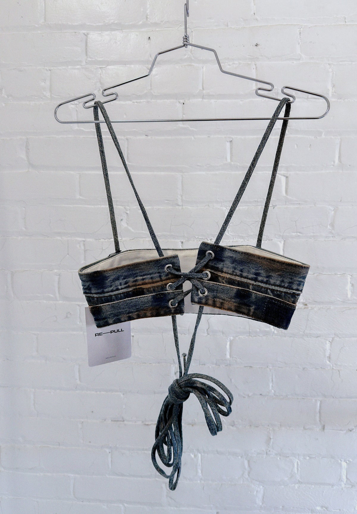 003 Folia Stone Dyed Denim Bandeau Top