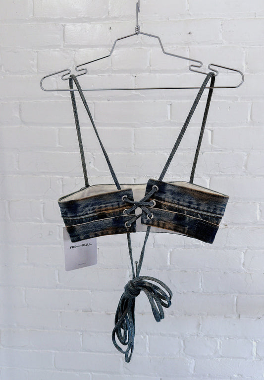 003 Folia Stone Dyed Denim Bandeau Top