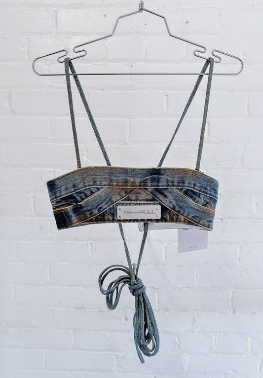 003 Folia Stone Dyed Denim Bandeau Top
