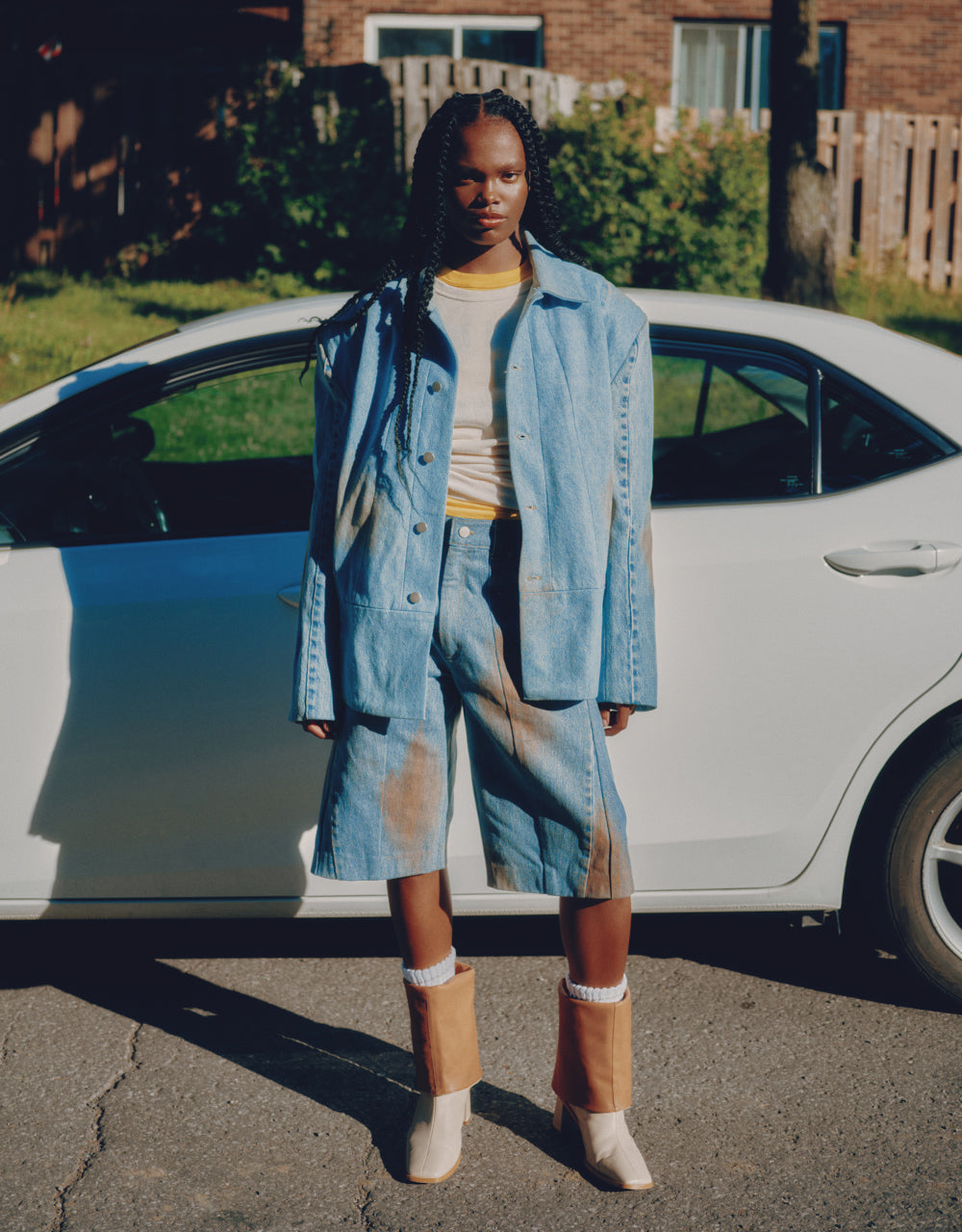 Stone Dyed Modular Denim Blazer