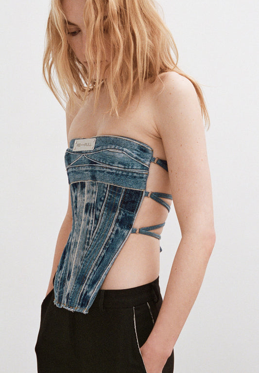 Arris Strapless Denim Corset Top