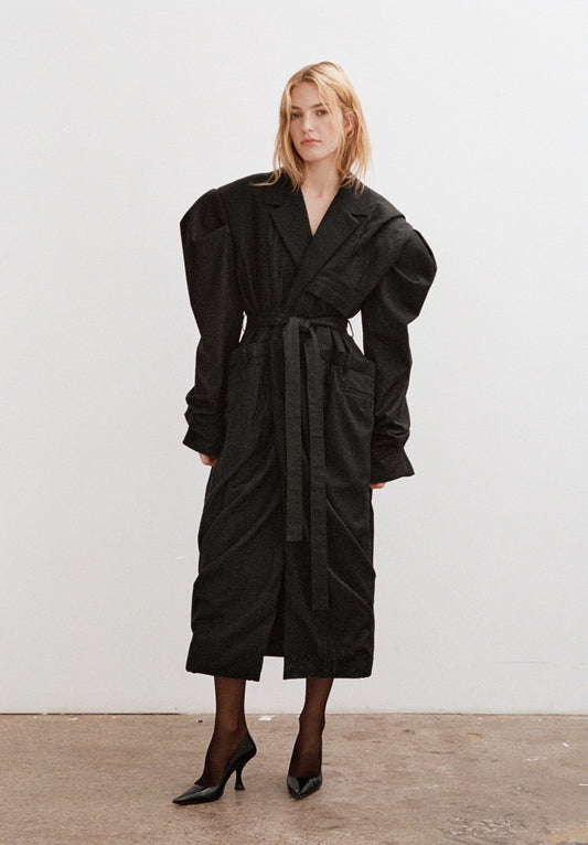Avris Draped Tailored Coat