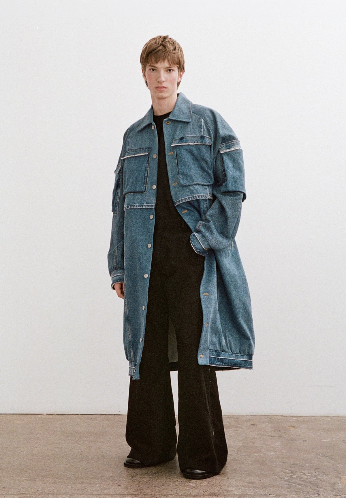 Grit Denim Cargo Bomber Coat