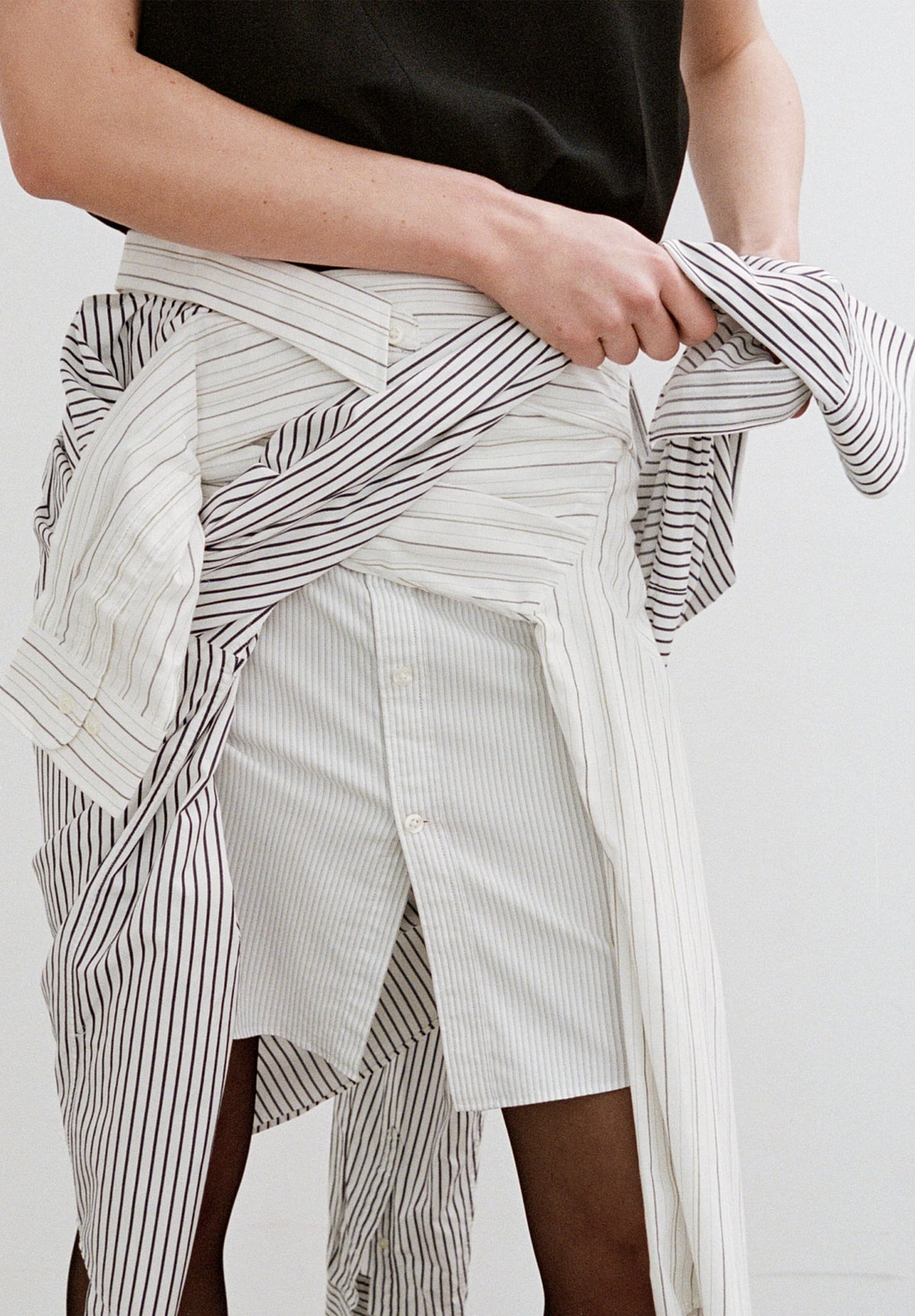 Plica Draped Shirting Skirt