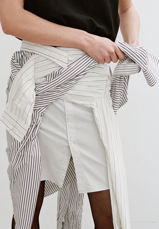 Plica Draped Shirting Skirt