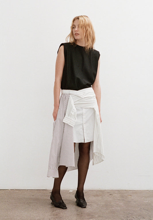 Plica Draped Shirting Skirt