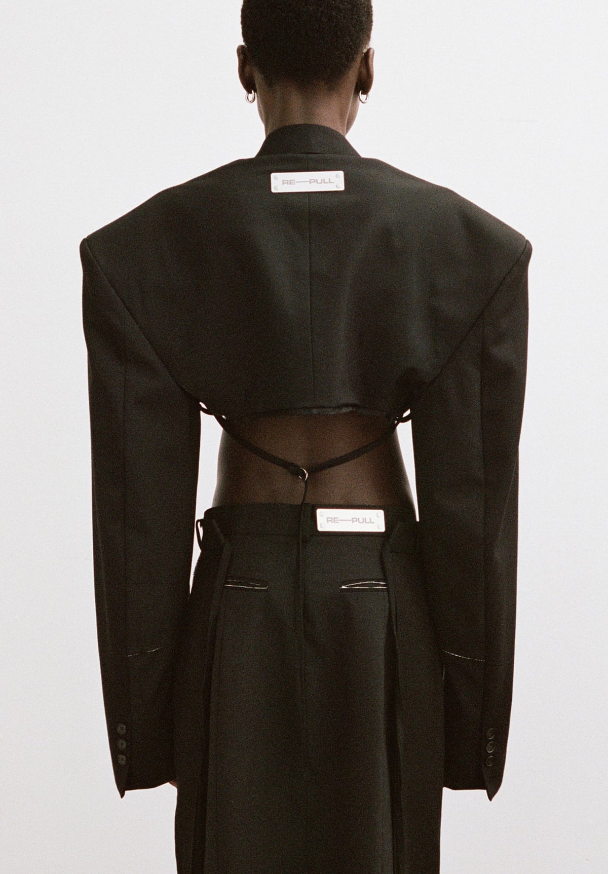 Slate Modular Cropped Tailored Blazer