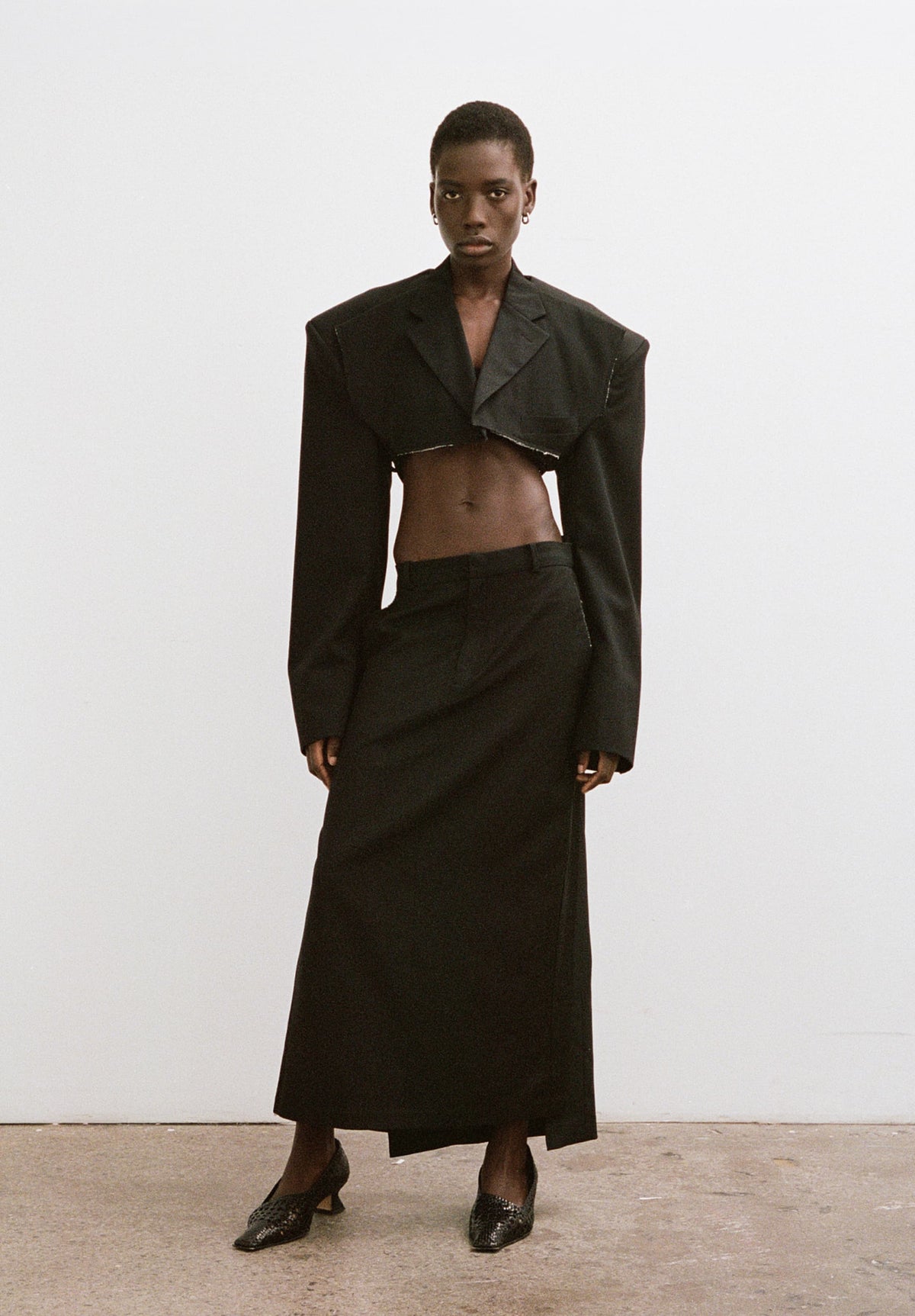Slate Modular Cropped Tailored Blazer