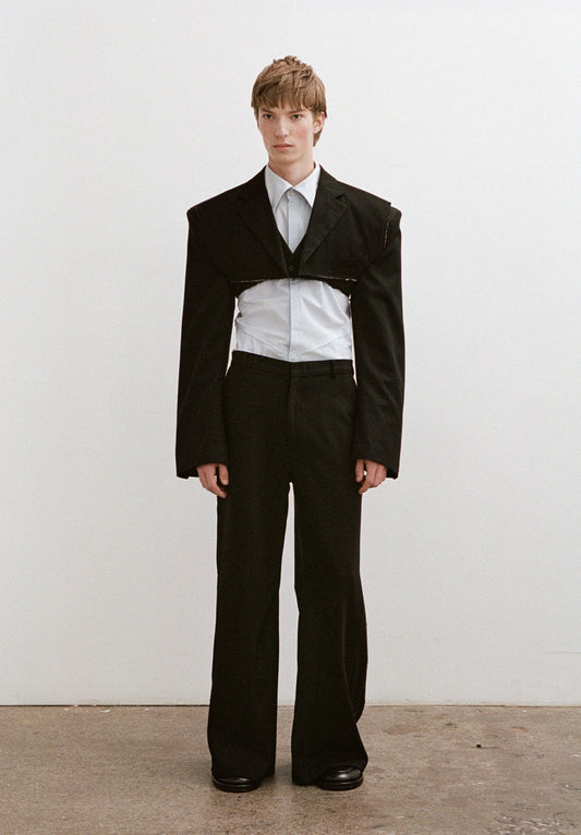 Slate Modular Cropped Tailored Blazer
