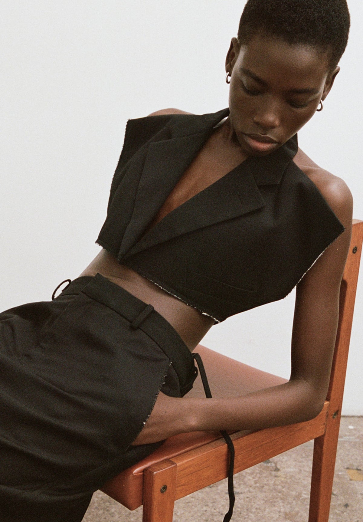 Slate Modular Cropped Tailored Blazer