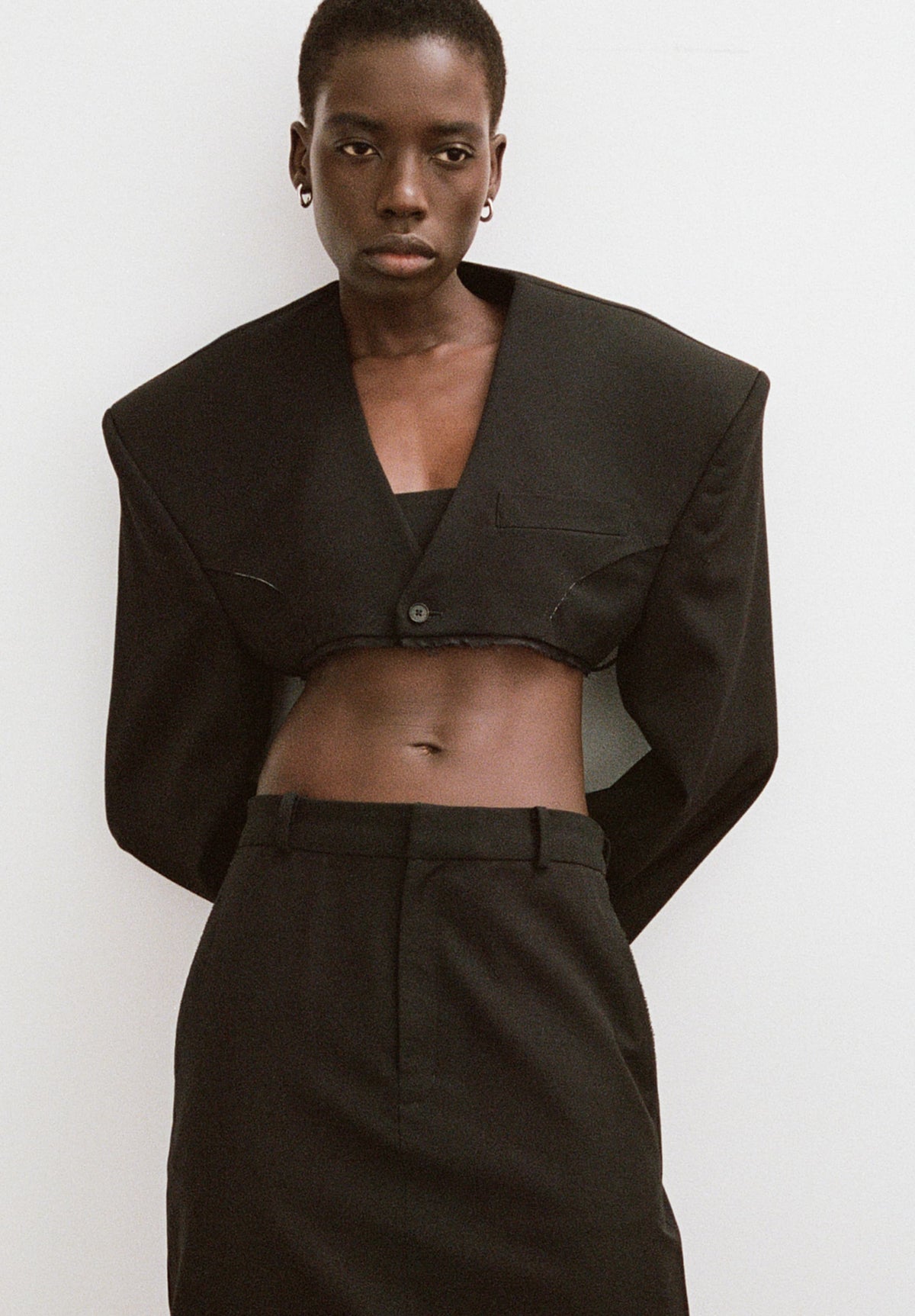 Slate Modular Cropped Tailored Blazer