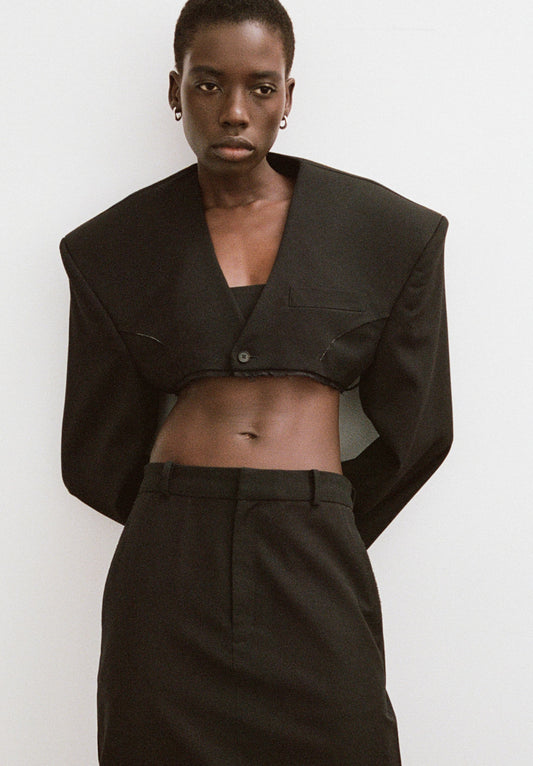 Slate Modular Cropped Tailored Blazer