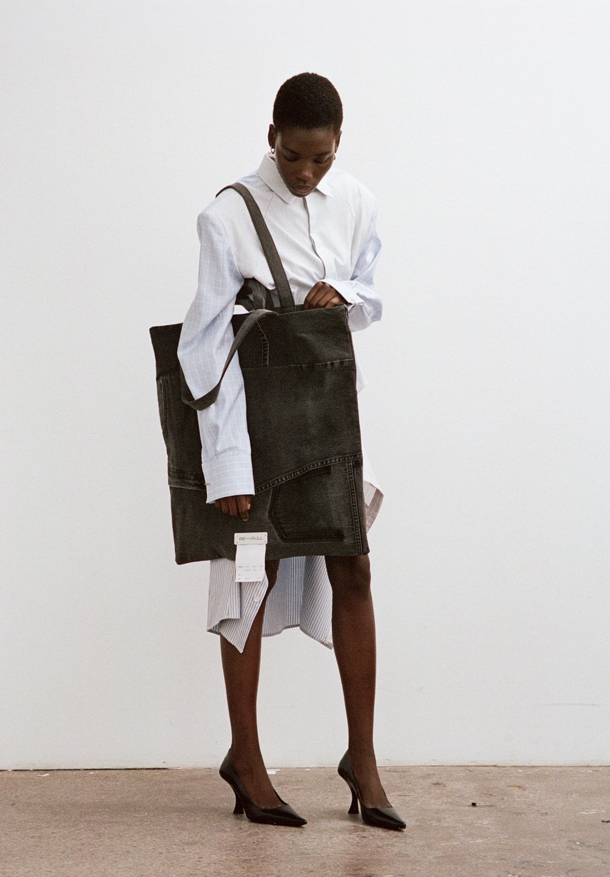 Stack Denim Oversized Tote Bag