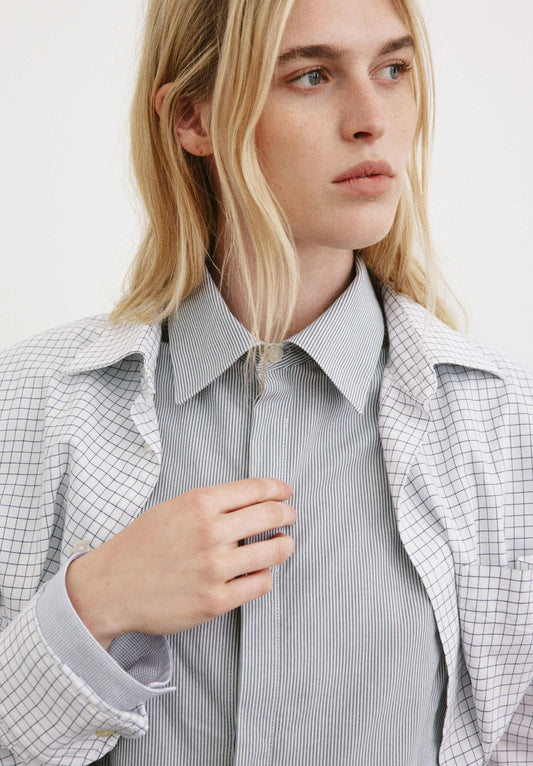 Moire Cropped Layered Dress Shirt