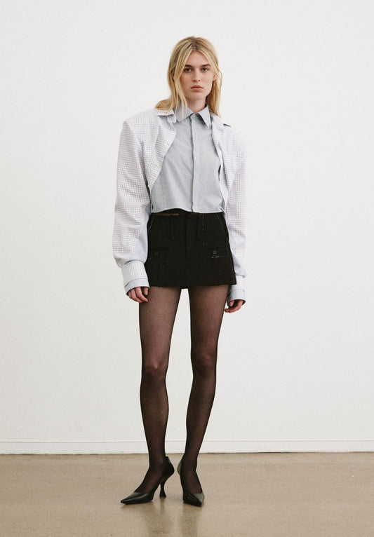 Moire Cropped Layered Dress Shirt