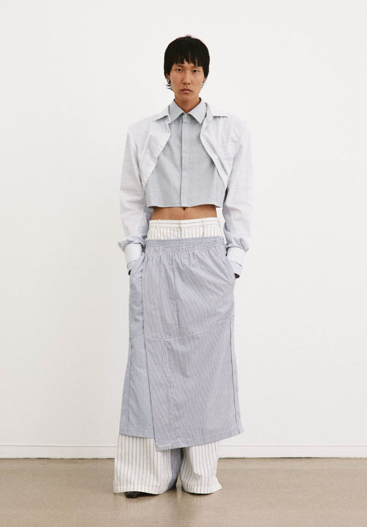 Moire Cropped Layered Dress Shirt